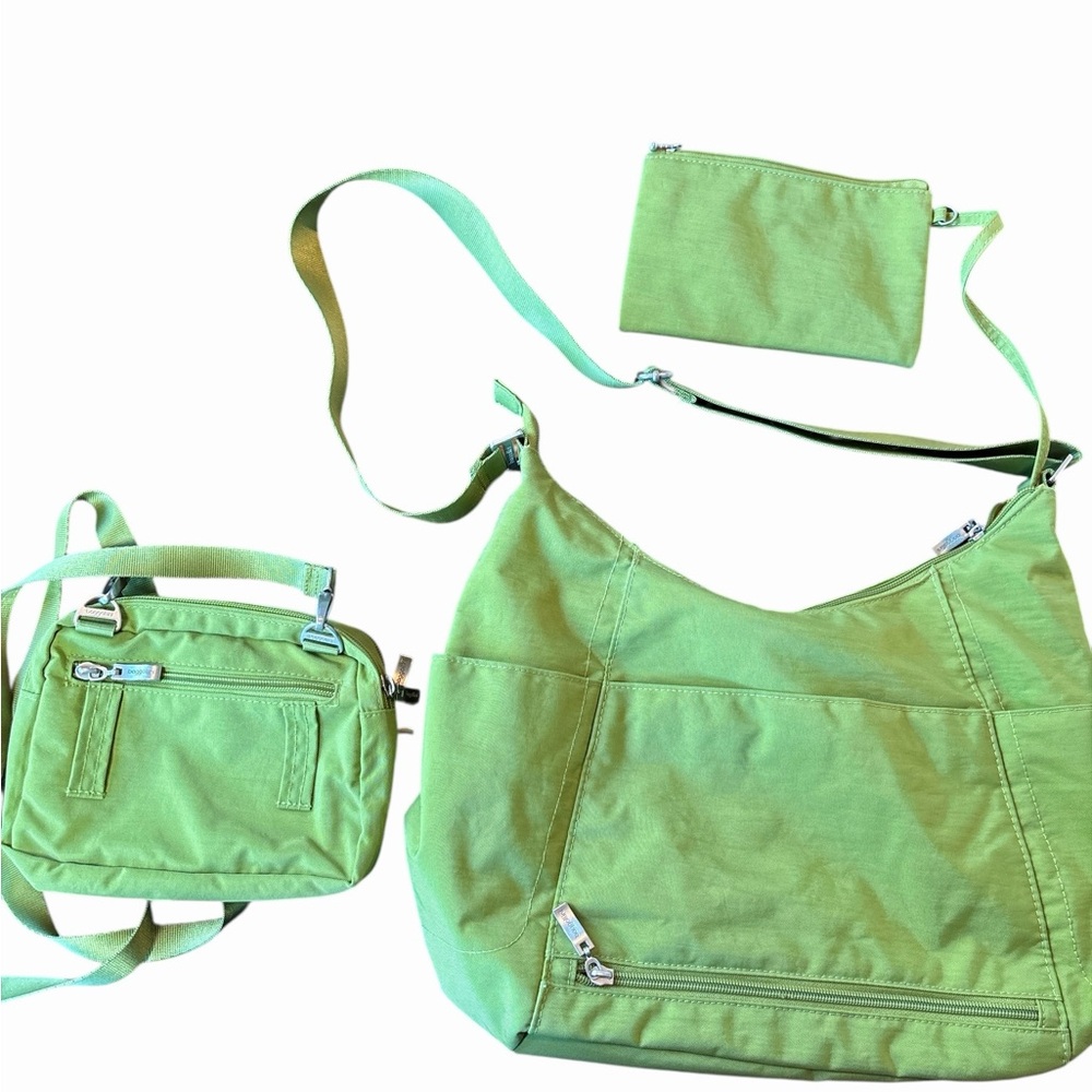 Baggallini Green Nylon Crossbody Bag 3-Piece Set w/ Belt Bag Fanny Pack & Pouche - Picture 2 of 11